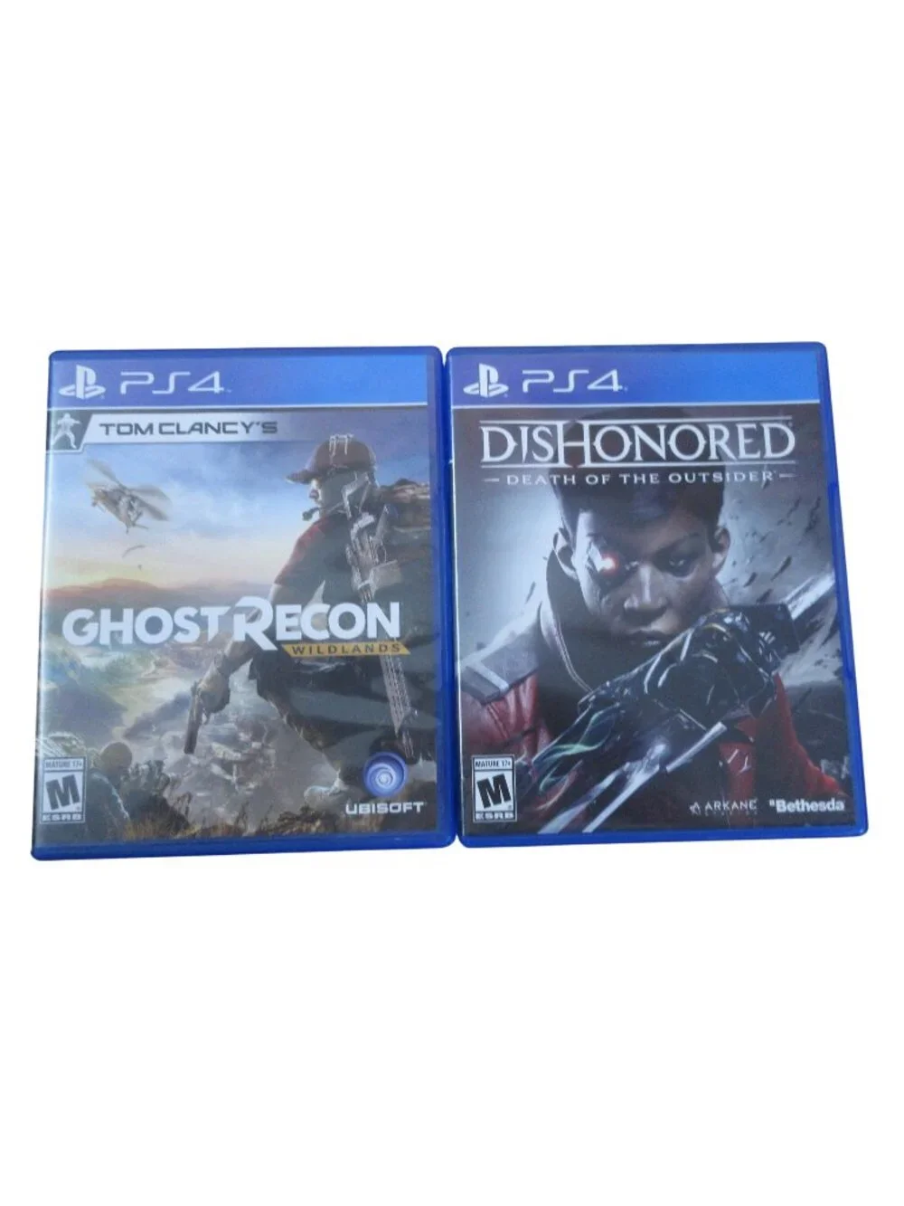 LOT of 2 PS4 Action Games - Dishonored Death of the Outsider - Ghost Recon